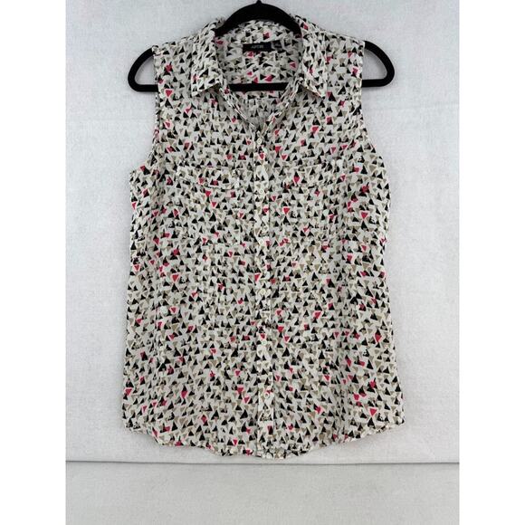 Apt. 9‎ Women's Sleeveless Multicolor Button Up Collared Blouse Size M - Picture 1 of 8